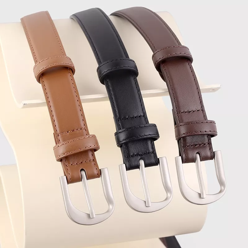Slim Leather Adjustable Buckle Belt, image 3