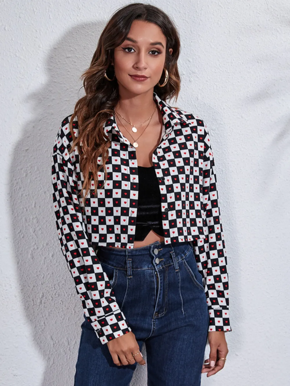 Button Down Printed Cropped Jacket, image 20