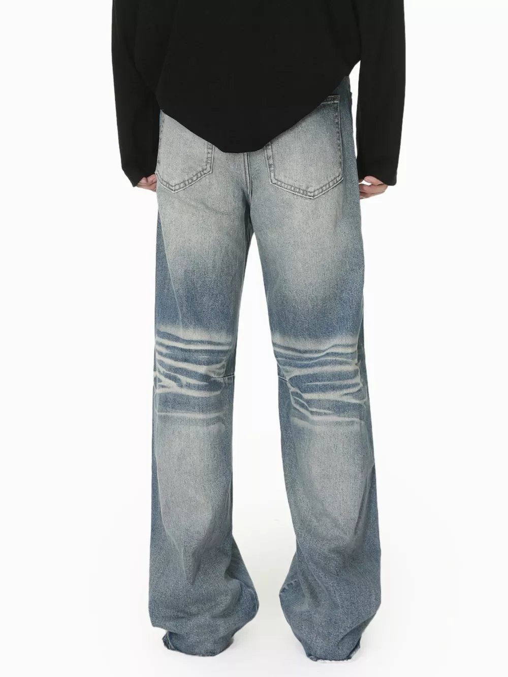 Men's Wide Leg Washed Jeans, image 7