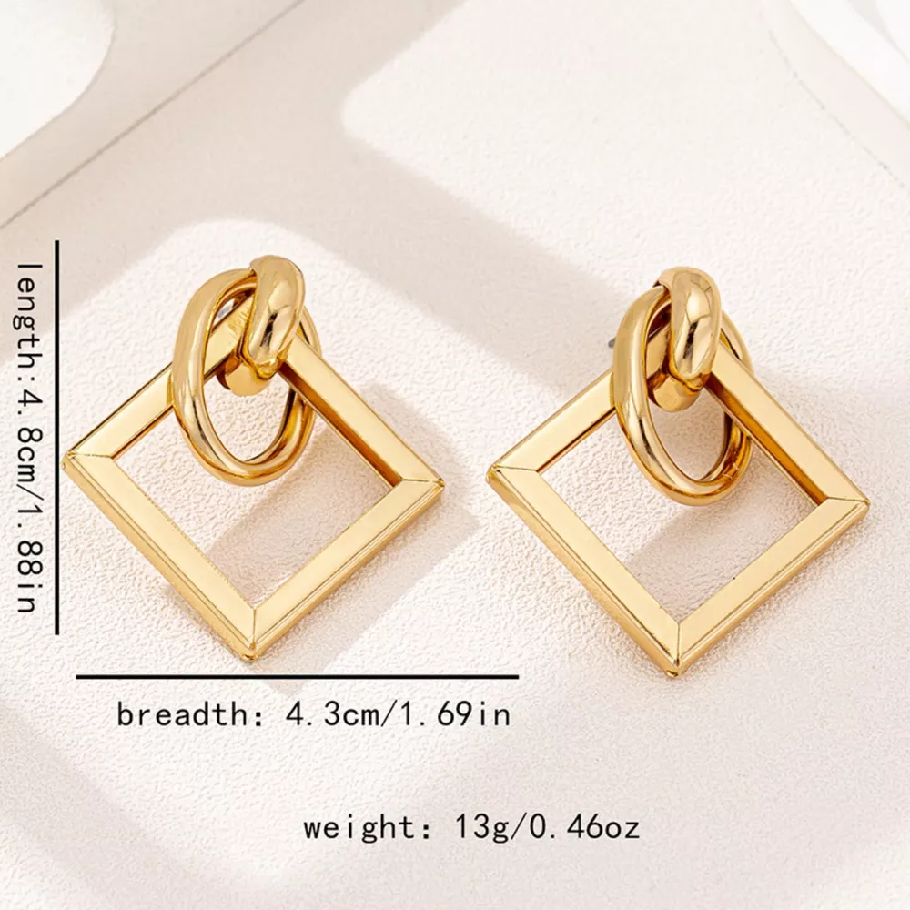 18K Gold-Plated Geometric Square Hoop Earrings, image 5