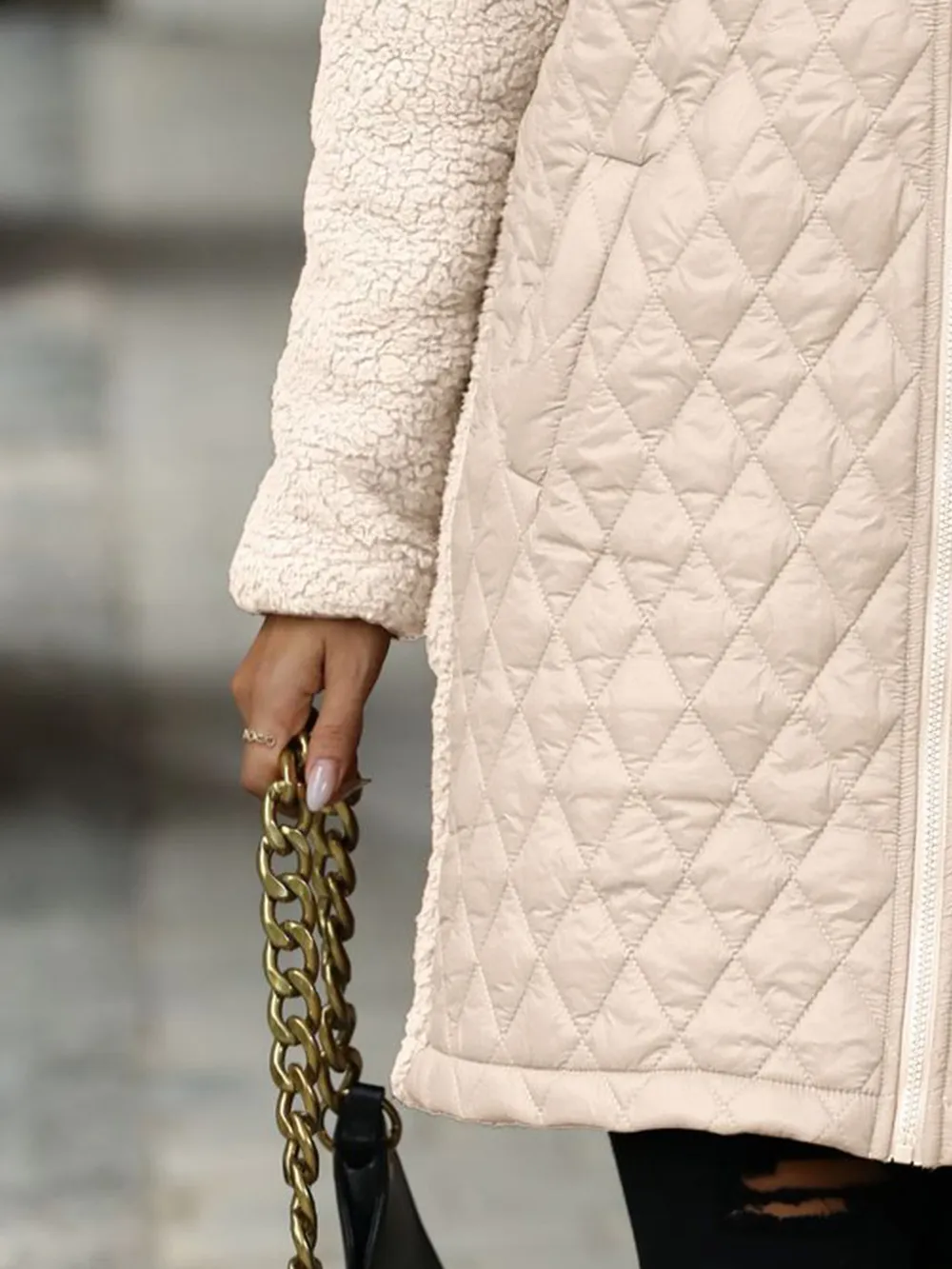 Texture Zip Up Long Sleeve Hooded Coat, image 6