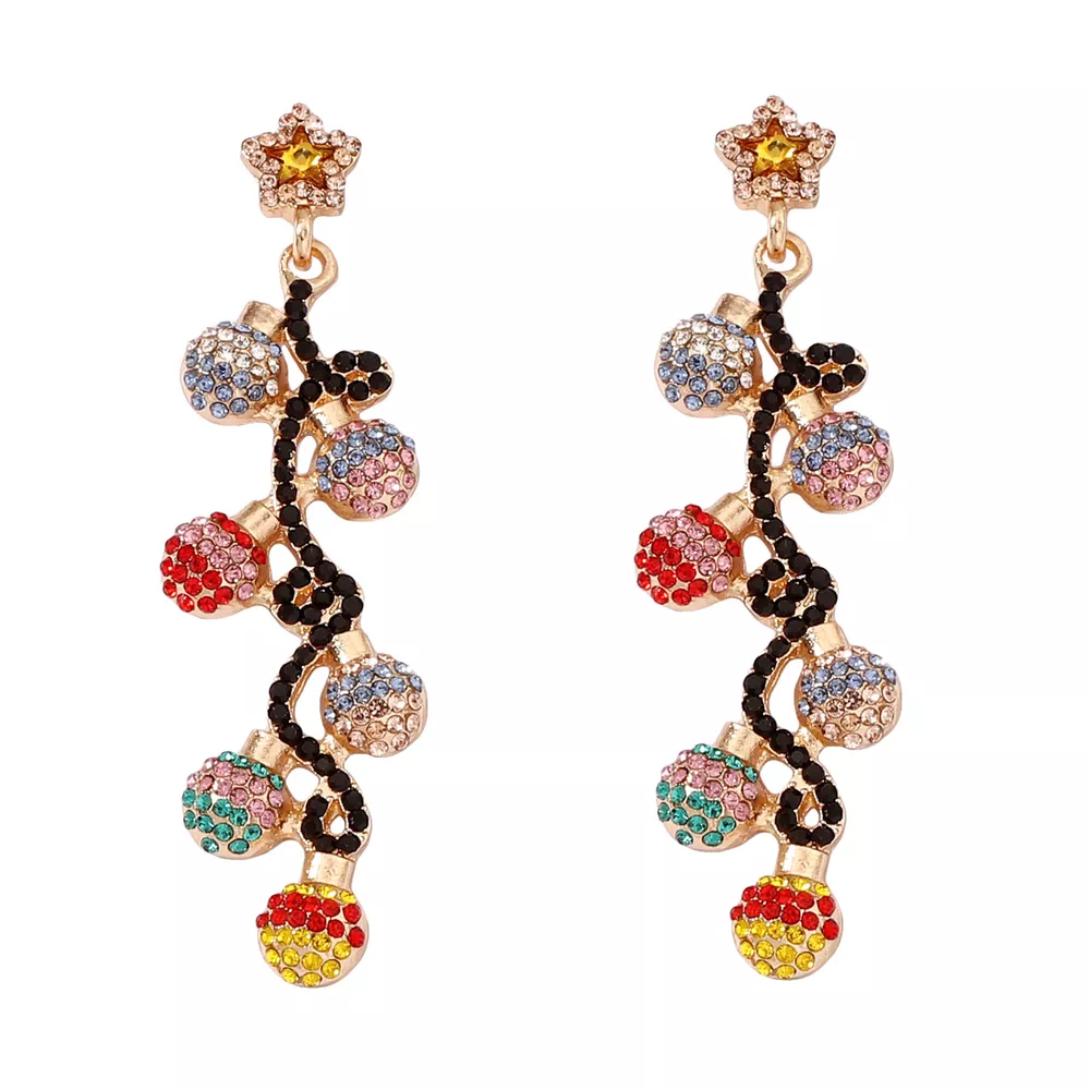 Christmas 18K Gold-Plated Rhinestone Earrings, image 5