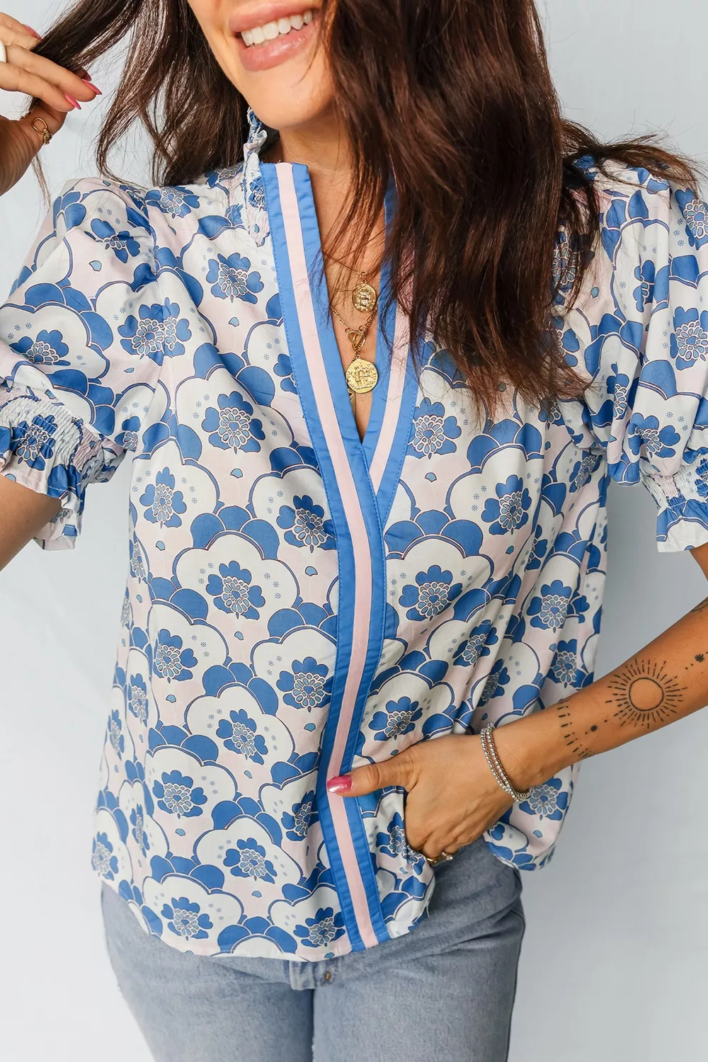 Floral Print Puff Sleeve Blouse, image 6