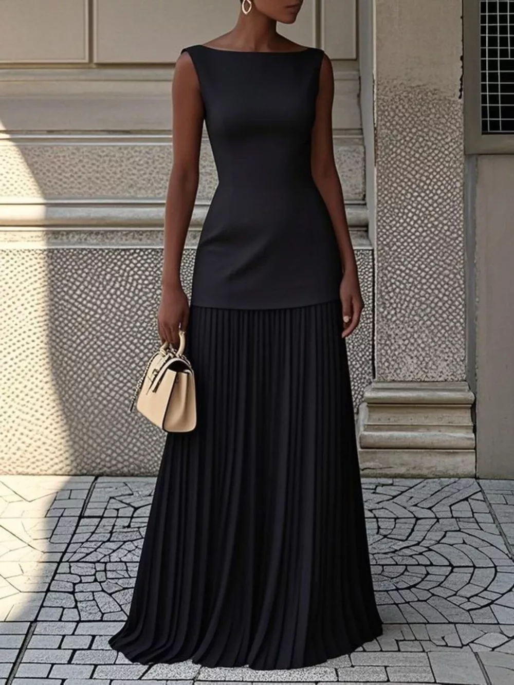 Full Size Sleeveless Top and Pleated Maxi Skirt Set Plus Size