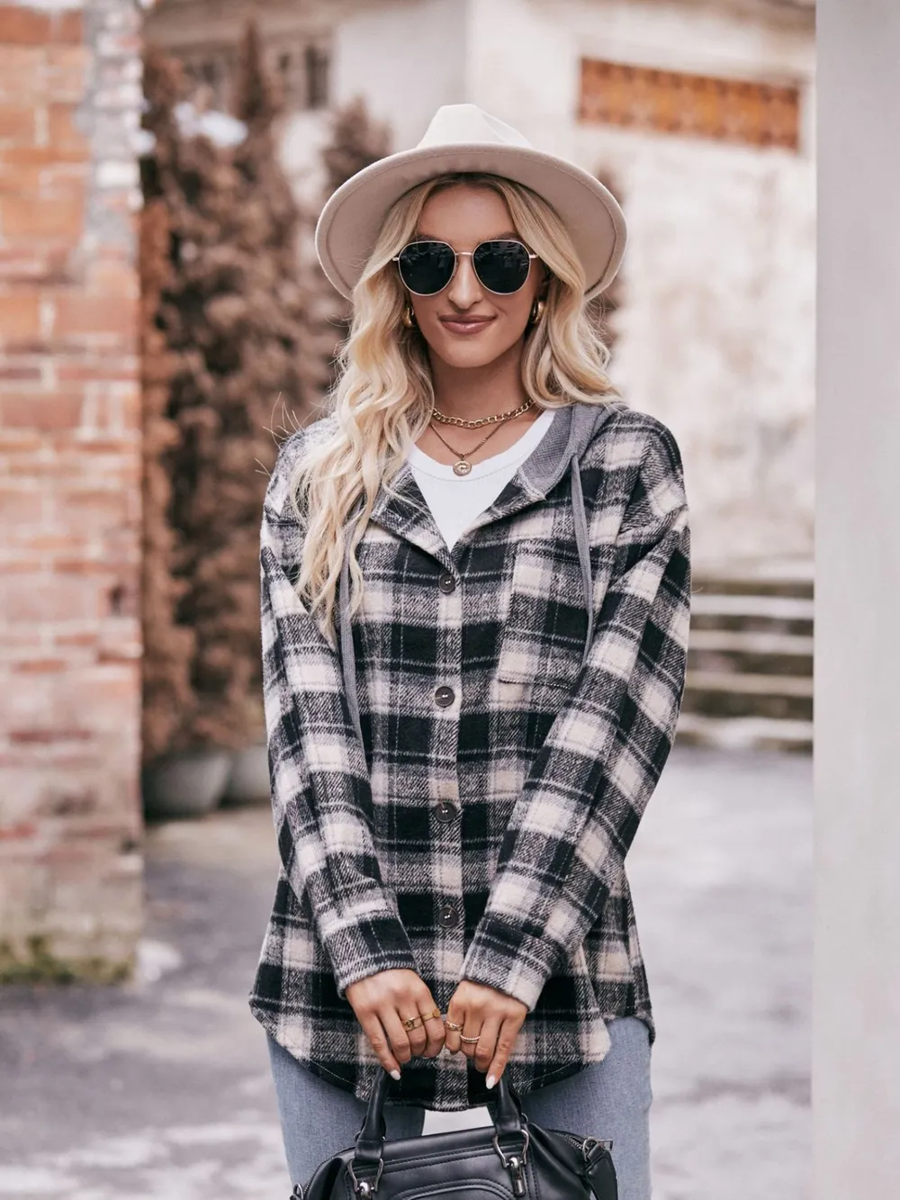 Oversized Plaid Button Up Shacket, image 2