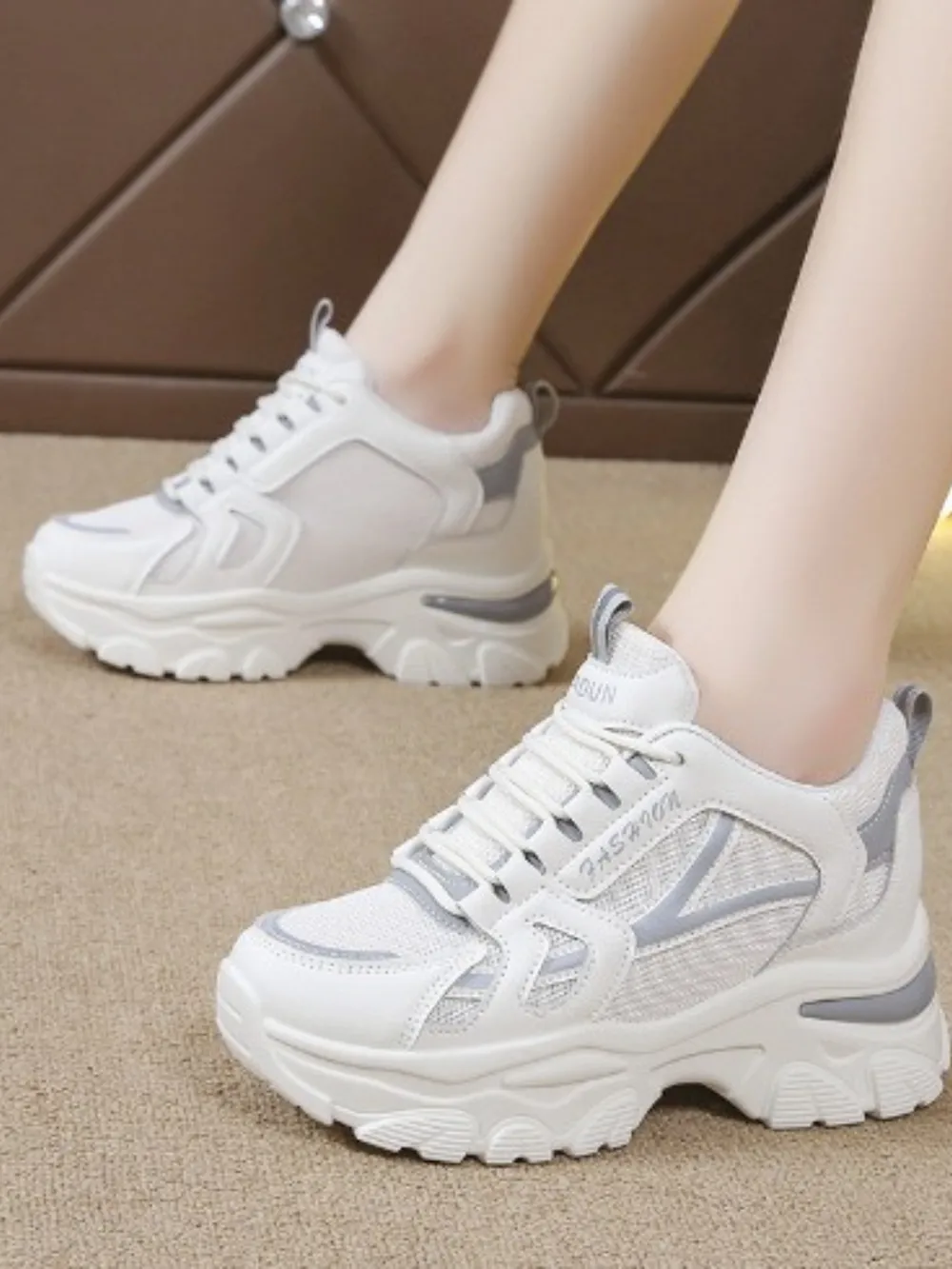 Mesh Lace Up Platform Sneakers, image 5