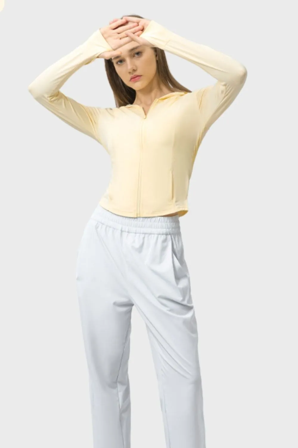 Pocketed Zip Up Hooded Long Sleeve Active Outerwear, image 4