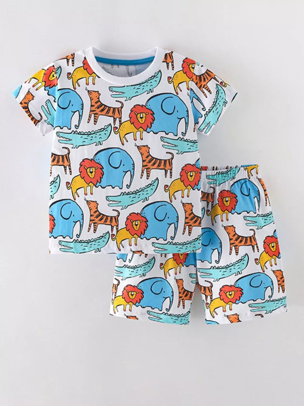 Children's Animal Print Short Sleeve Tee and Shorts Set
