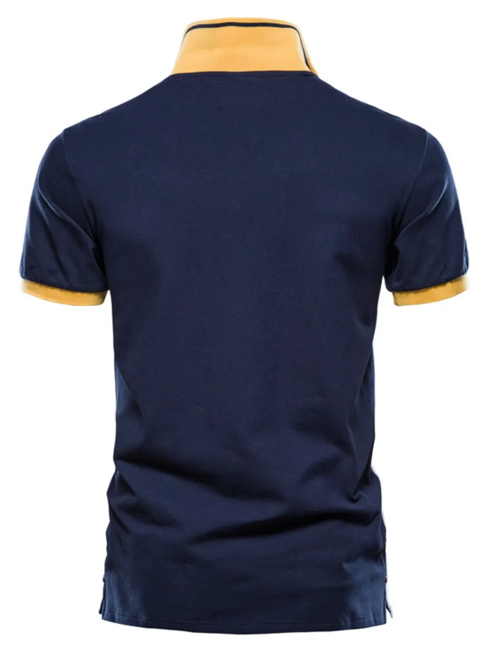 Men's Embroidered Collared Neck Striped Contrast Polo, image 3