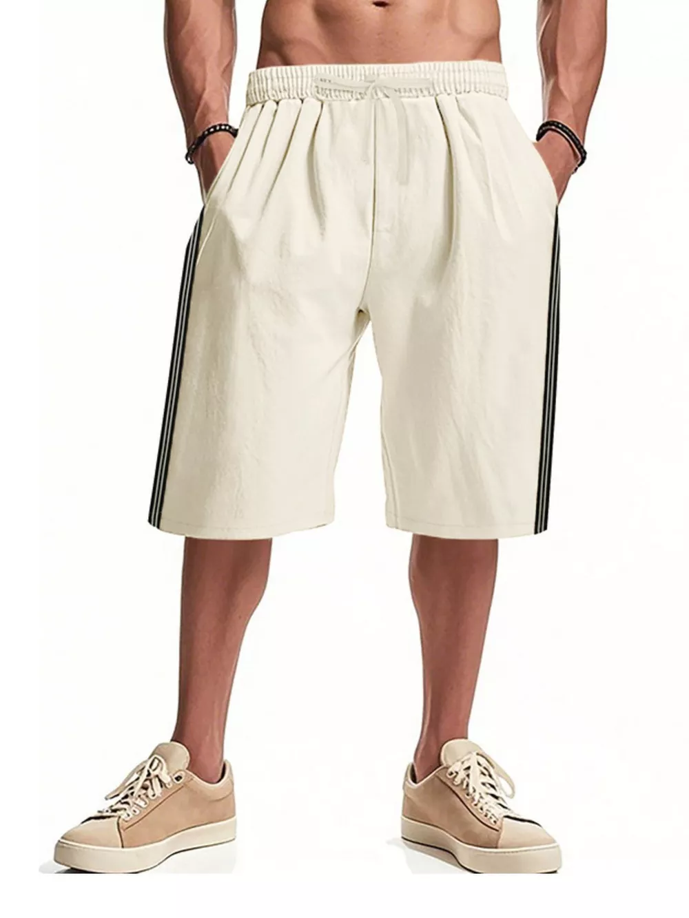 Men's Full Size Casual Striped Shorts Plus Size