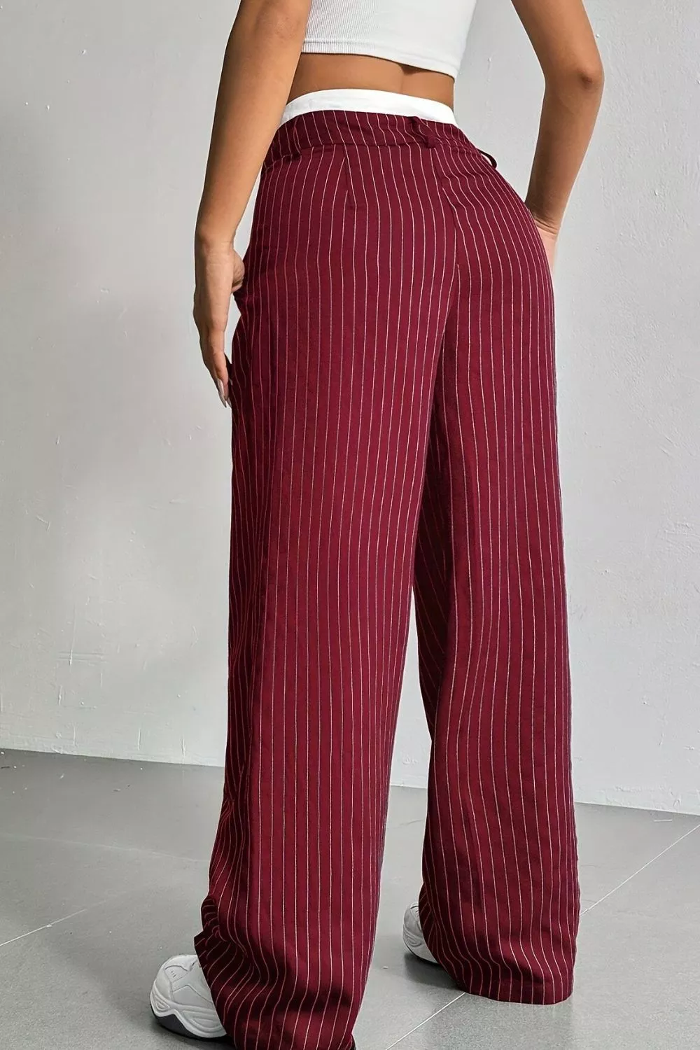 High-Waisted Pinstripe Wide-Leg Pants, image 6