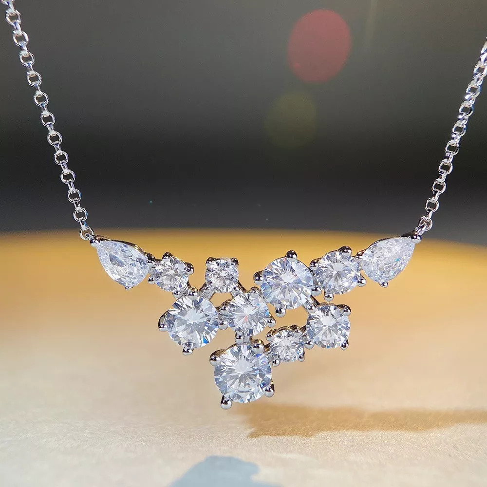 925 Sterling Silver Zircon Pendant Necklace, image 2