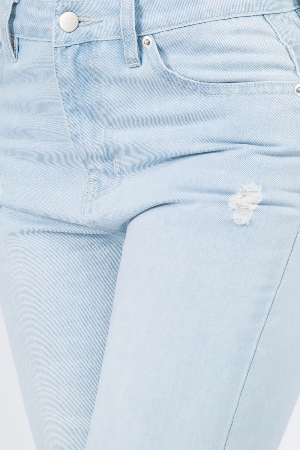 High Waist Distressed Raw Hem Jeans, image 5