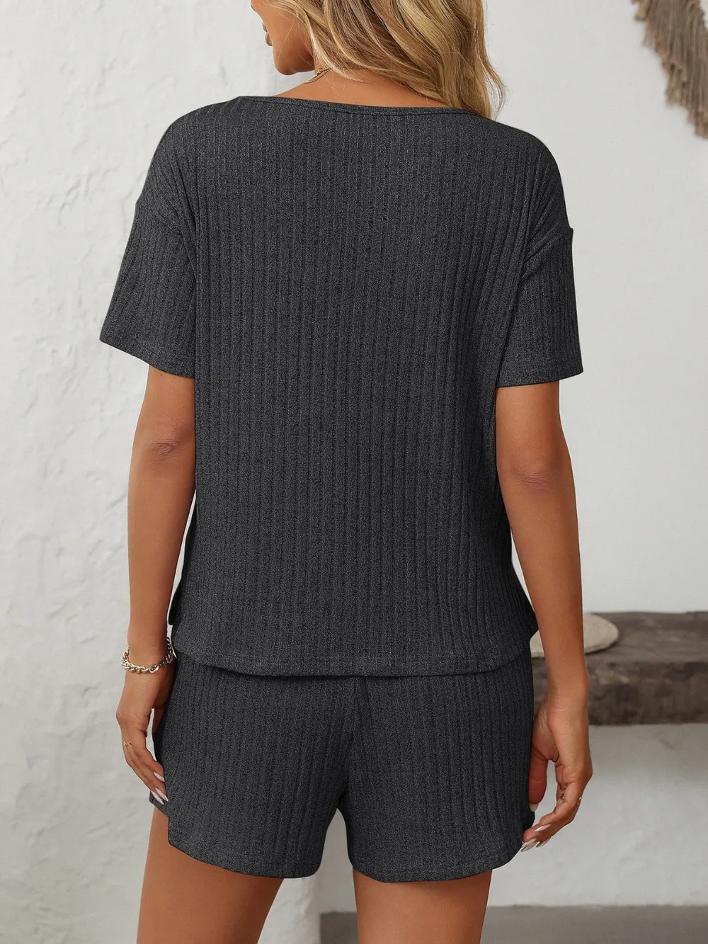 V-Neck Short Sleeve Top and Shorts Set, image 4