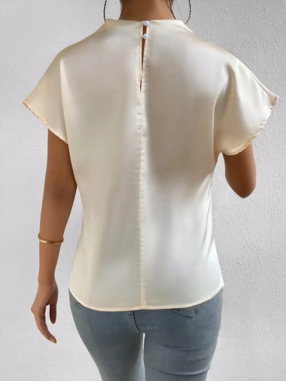 Mock Neck Short Sleeve Blouse, image 2