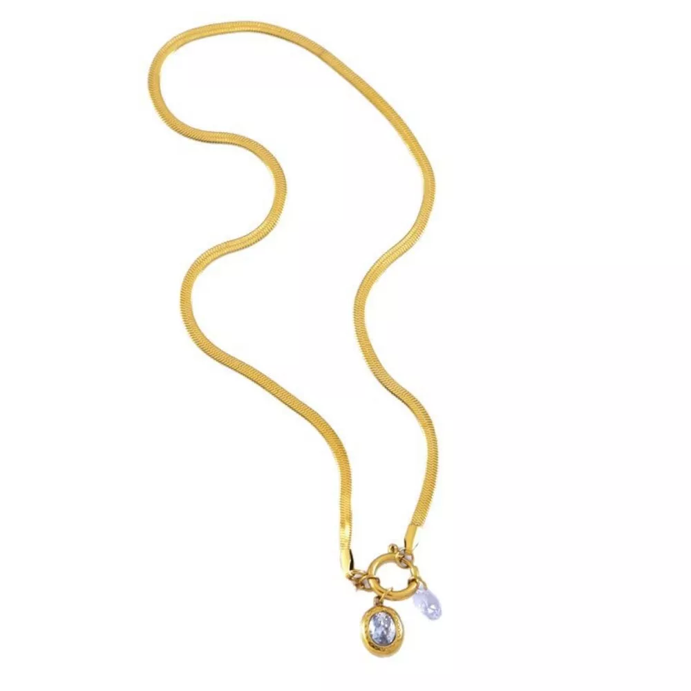 18K Gold-Plated Herringbone Chain Necklace, image 4