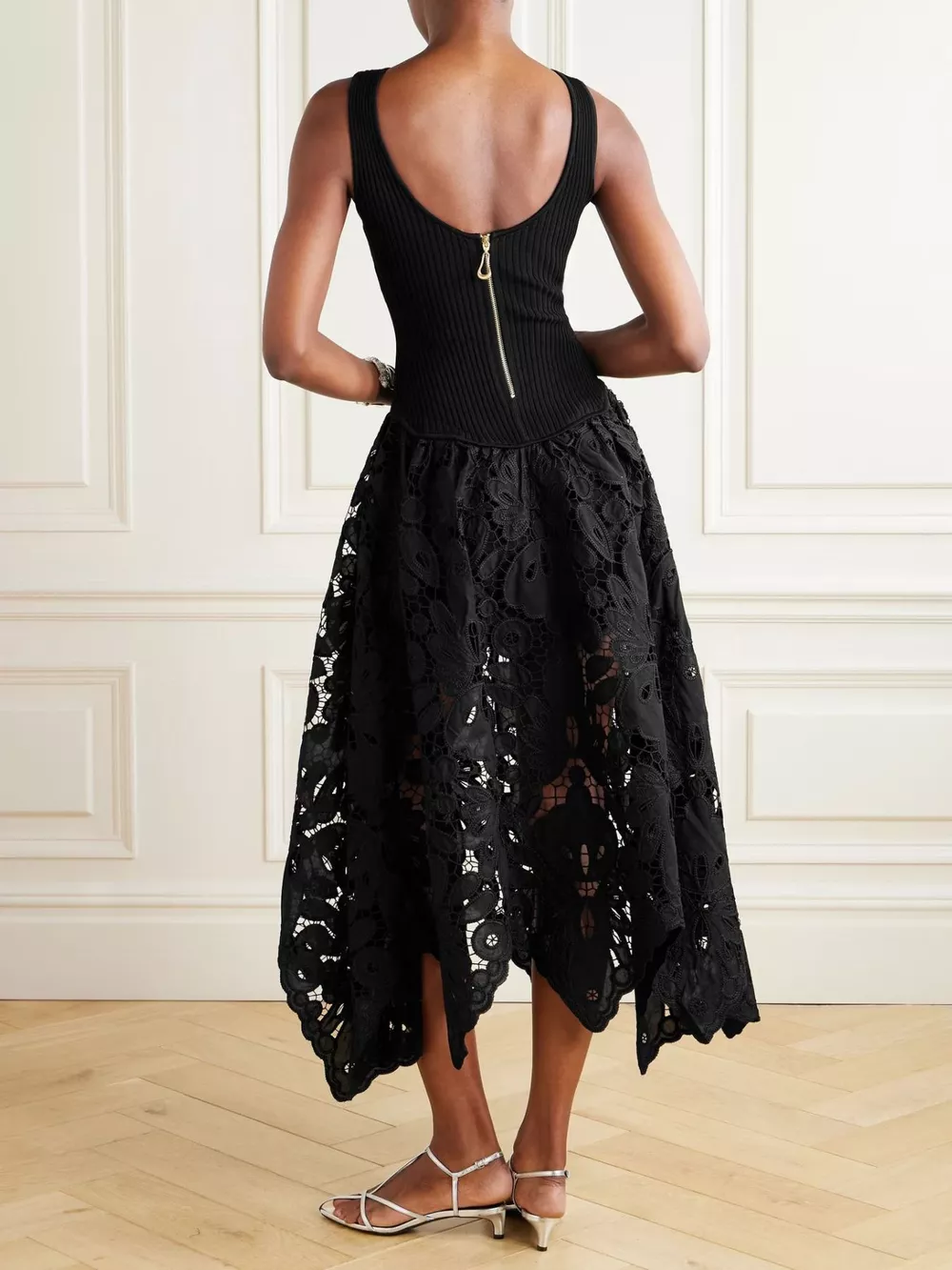 Sleeveless Ribbed Crochet Midi Dress, image 3