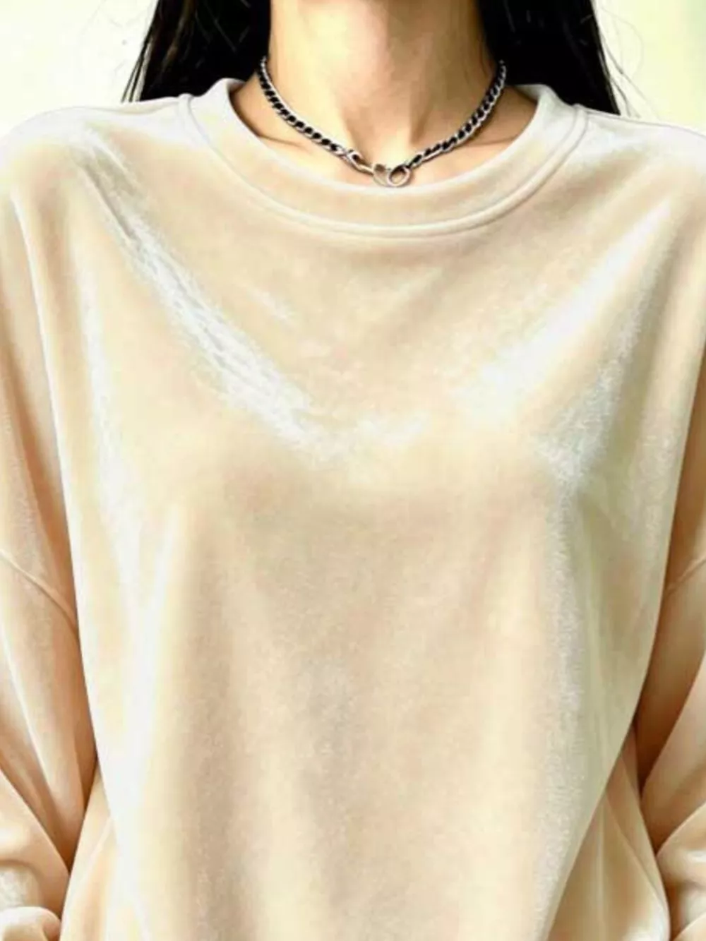 Full Size Velvet Dropped Shoulder Sweatshirt Plus Size, image 4
