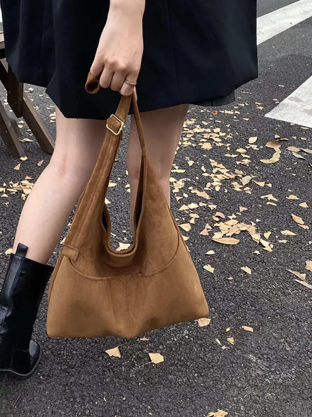 Minimalist Suede Shoulder Bag, image 12