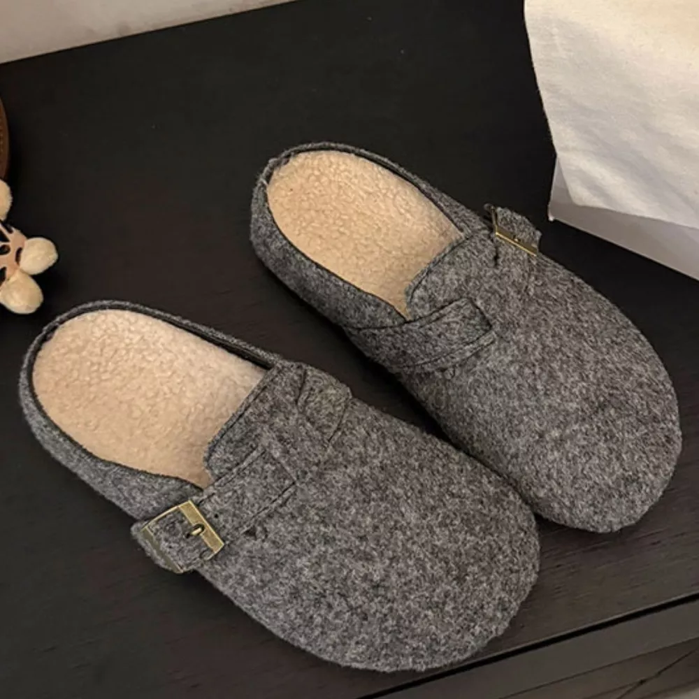 Buckle Decor Round Toe Slippers, image 6