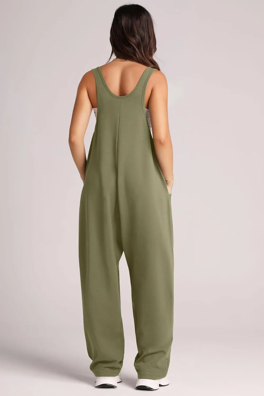 V-Neck Wide Strap Overalls, image 2