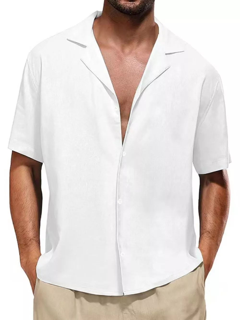 Men's Full Size Casual Short-Sleeve Shirt Plus SIze
