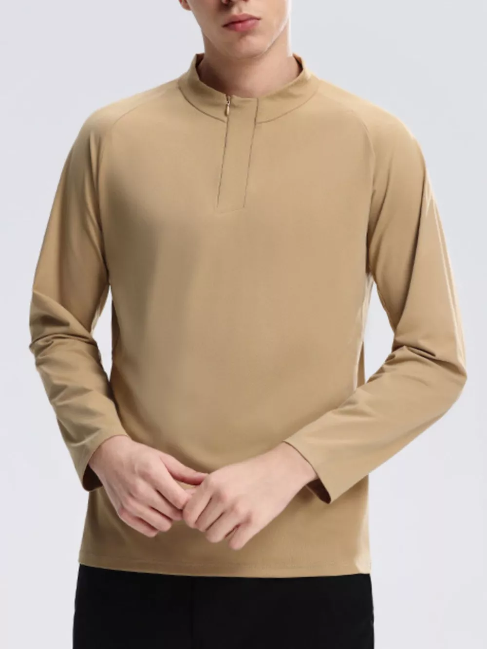 Men's Plus Size Solid Color Long Sleeve Active Top, image 5