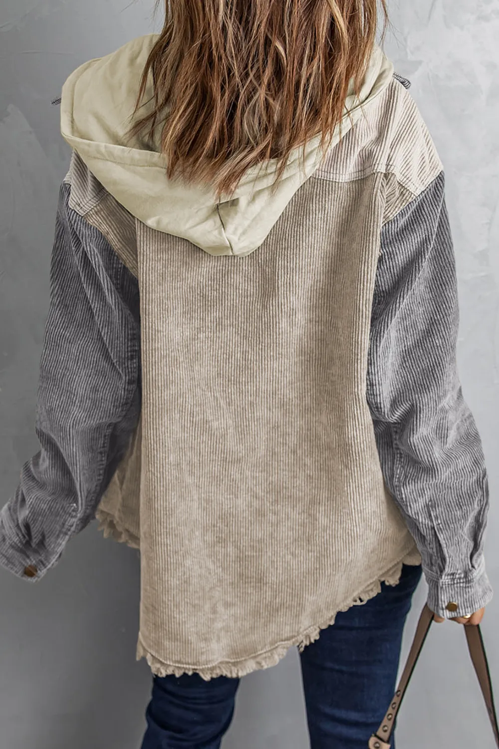 Snap Front Hooded Corduroy Shacket, image 4