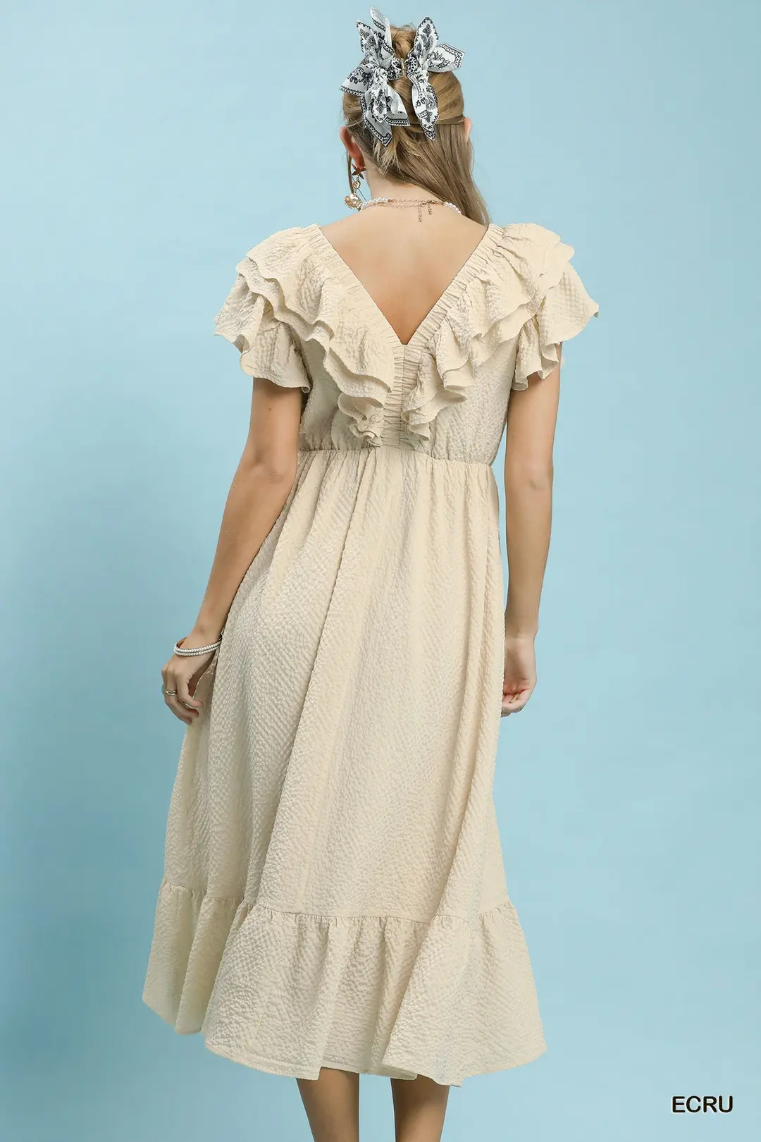 Textured Ruffle Midi Dress, image 5