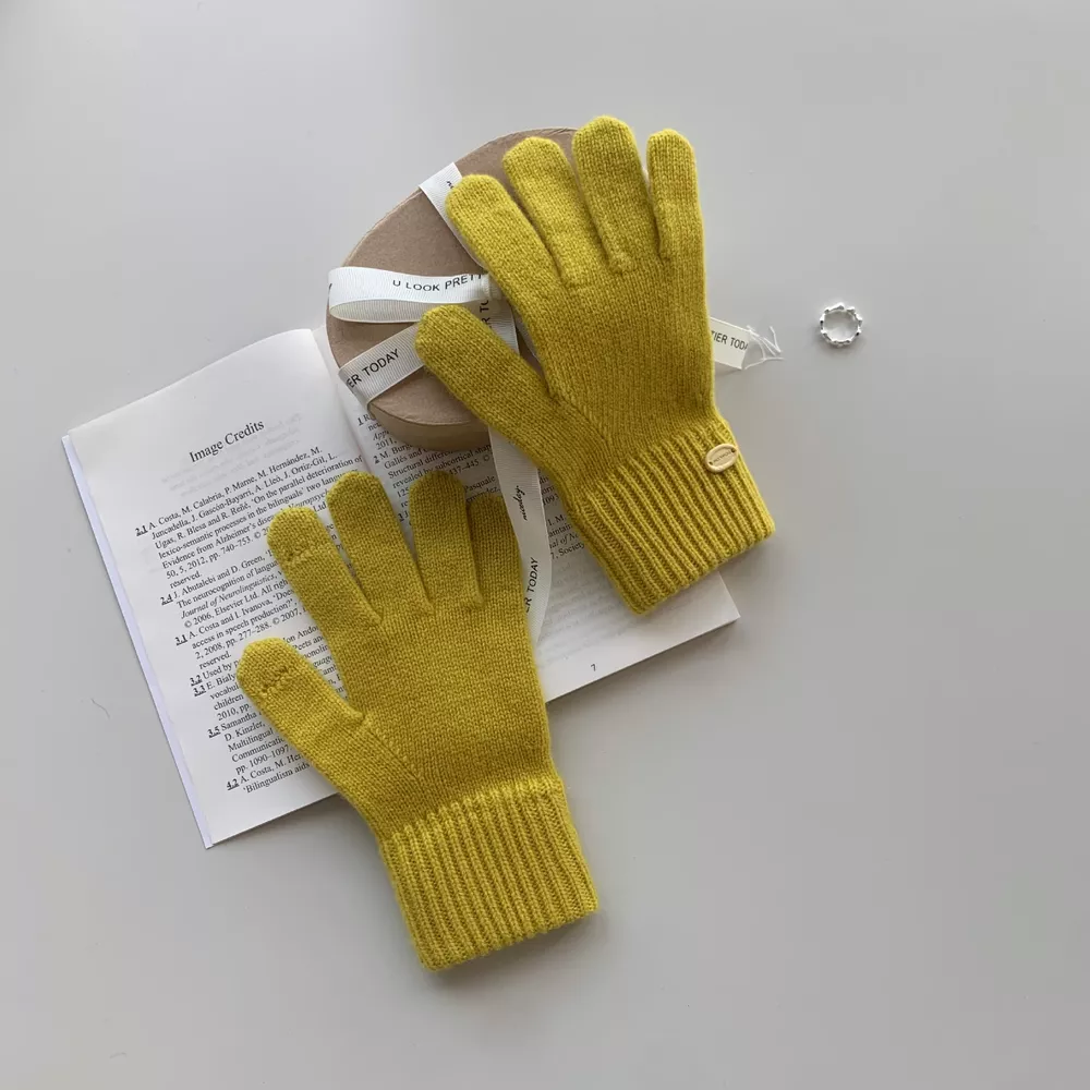 Knitted Solid Color Gloves, image 8