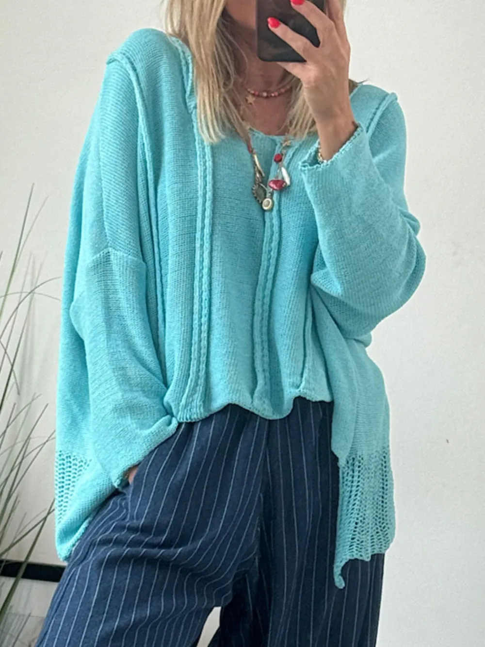 High-Low Drop Shoulder Sweater, image 3
