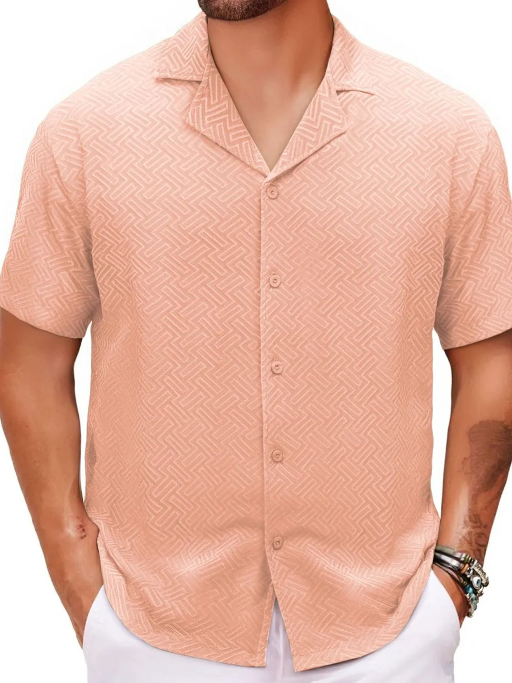Men's Plus Size Button Down Short Sleeve Shirt, image 2