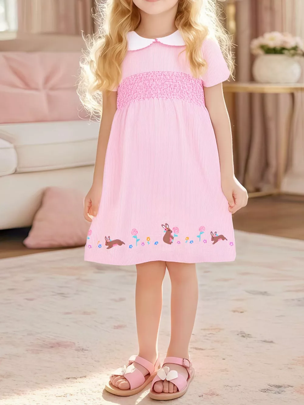 Children's Smocked Short Sleeve Dress