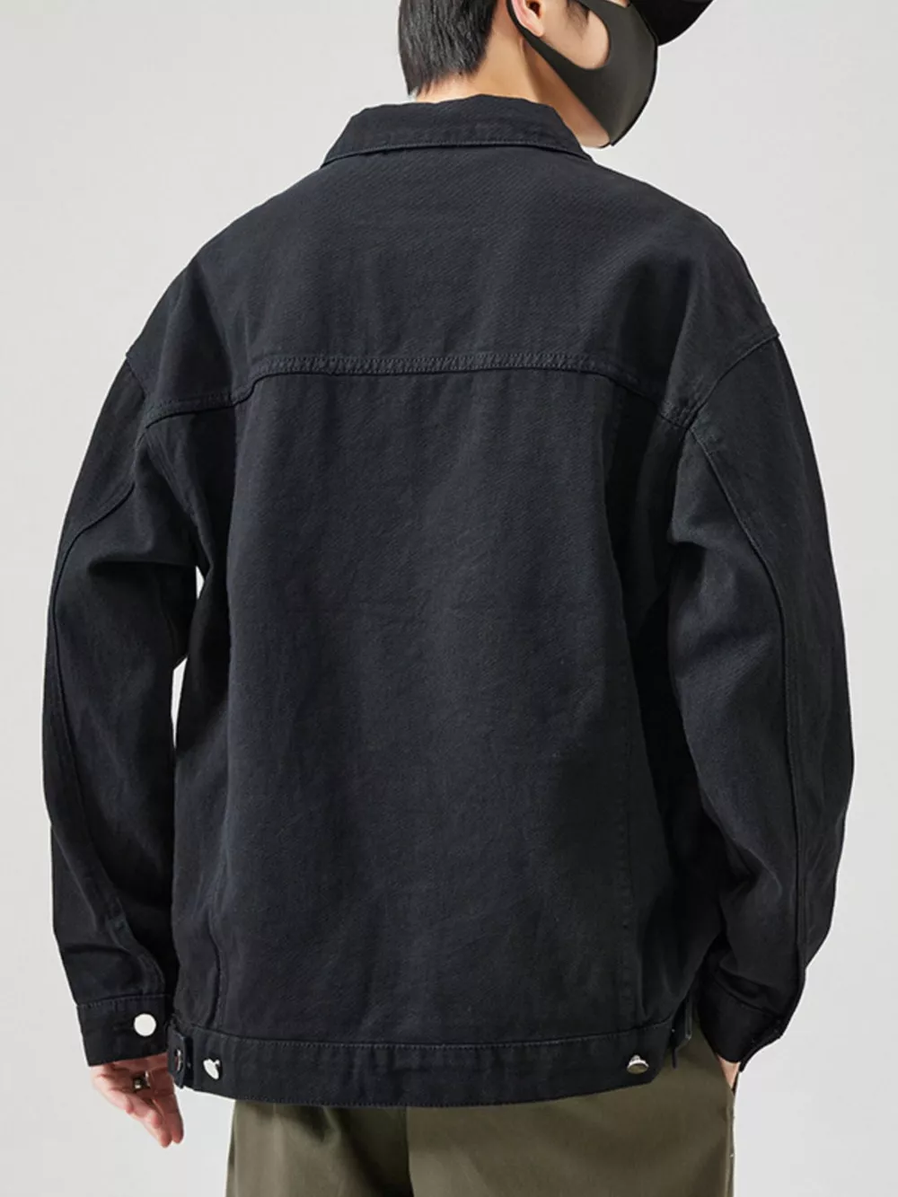 Men's Plus Size Button Up Long Sleeve Denim Jacket, image 3
