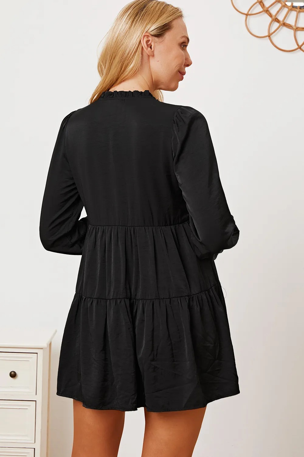 Ruffled Button Up Long Sleeve Tiered Shirt, image 2