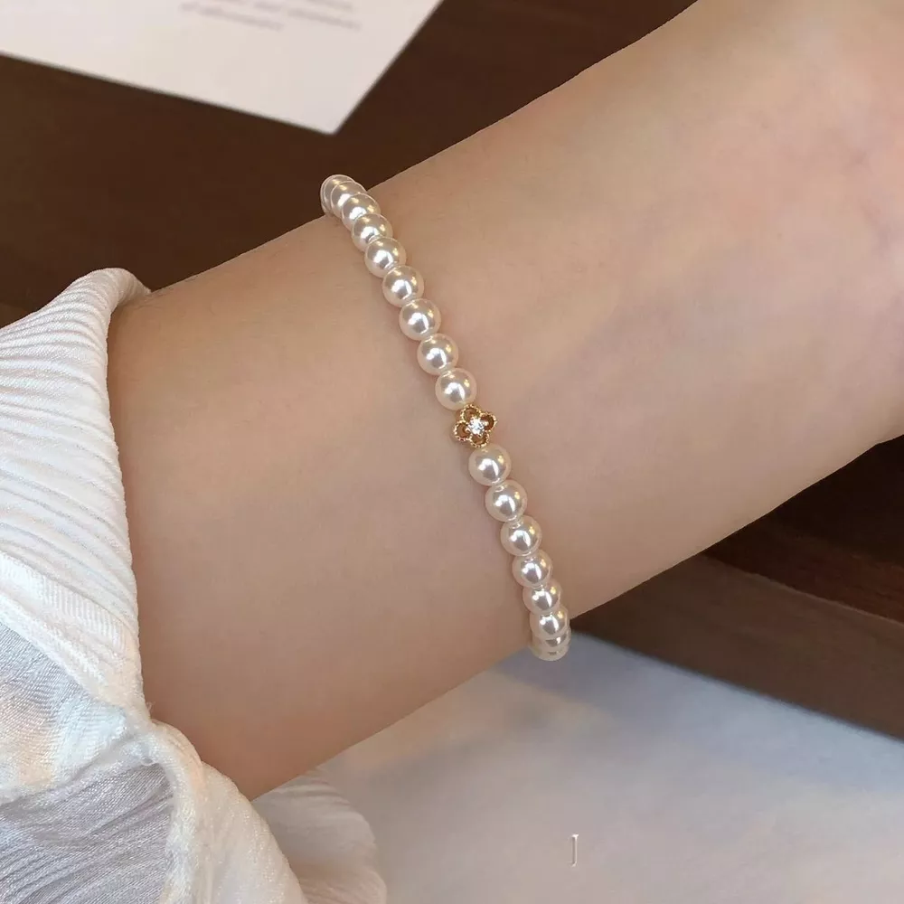 Floral Pearl Beaded Bracelet, image 4