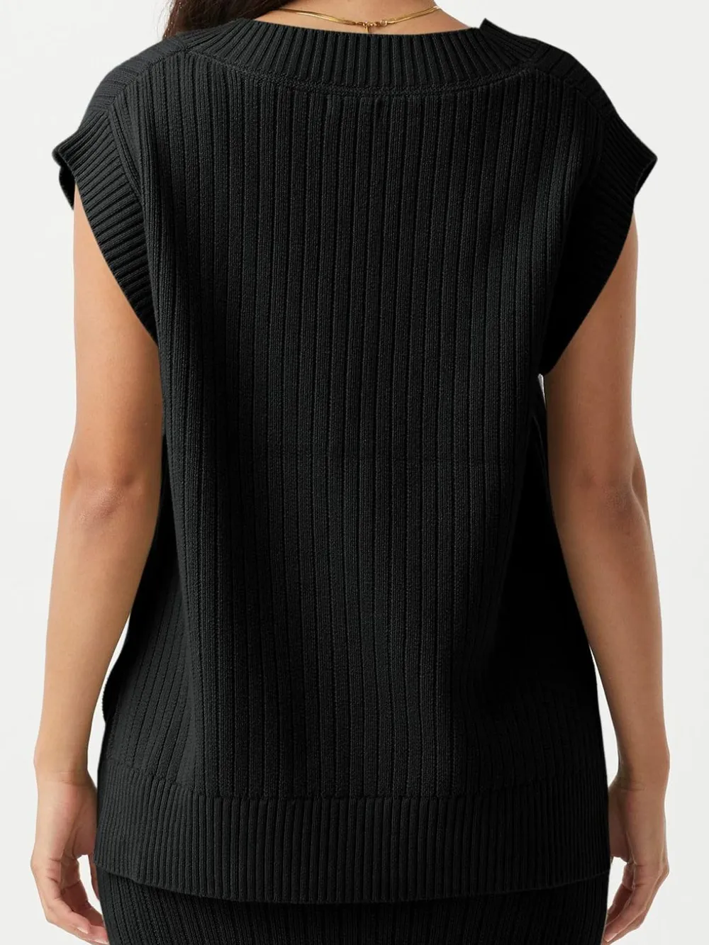 Ribbed V-Neck Sweater Vest, image 12