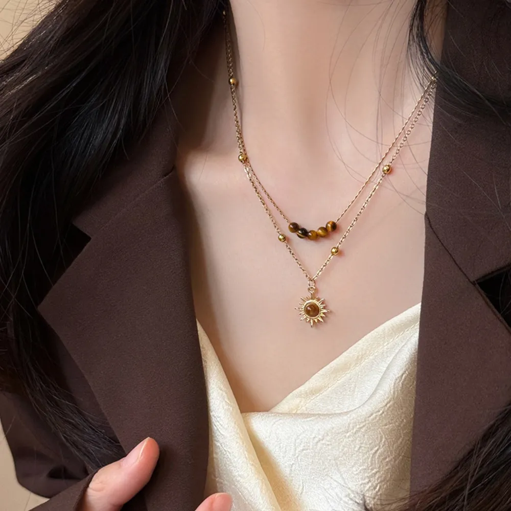Tiger's Eye Copper Double Layered Necklace, image 3