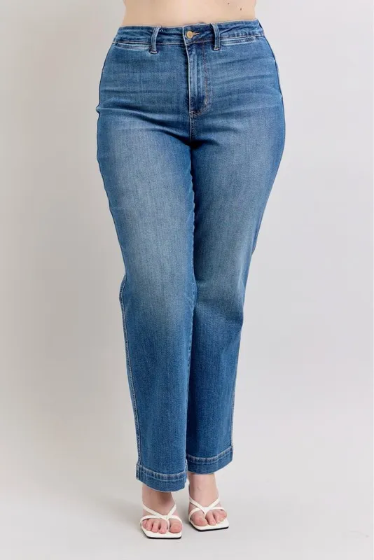 Full Size High Waist Contrast Thread Straight Plus Size, image 2
