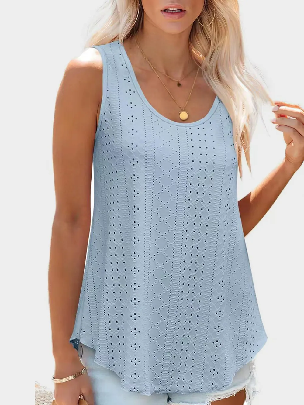 Eyelet Round Neck Tank, image 23