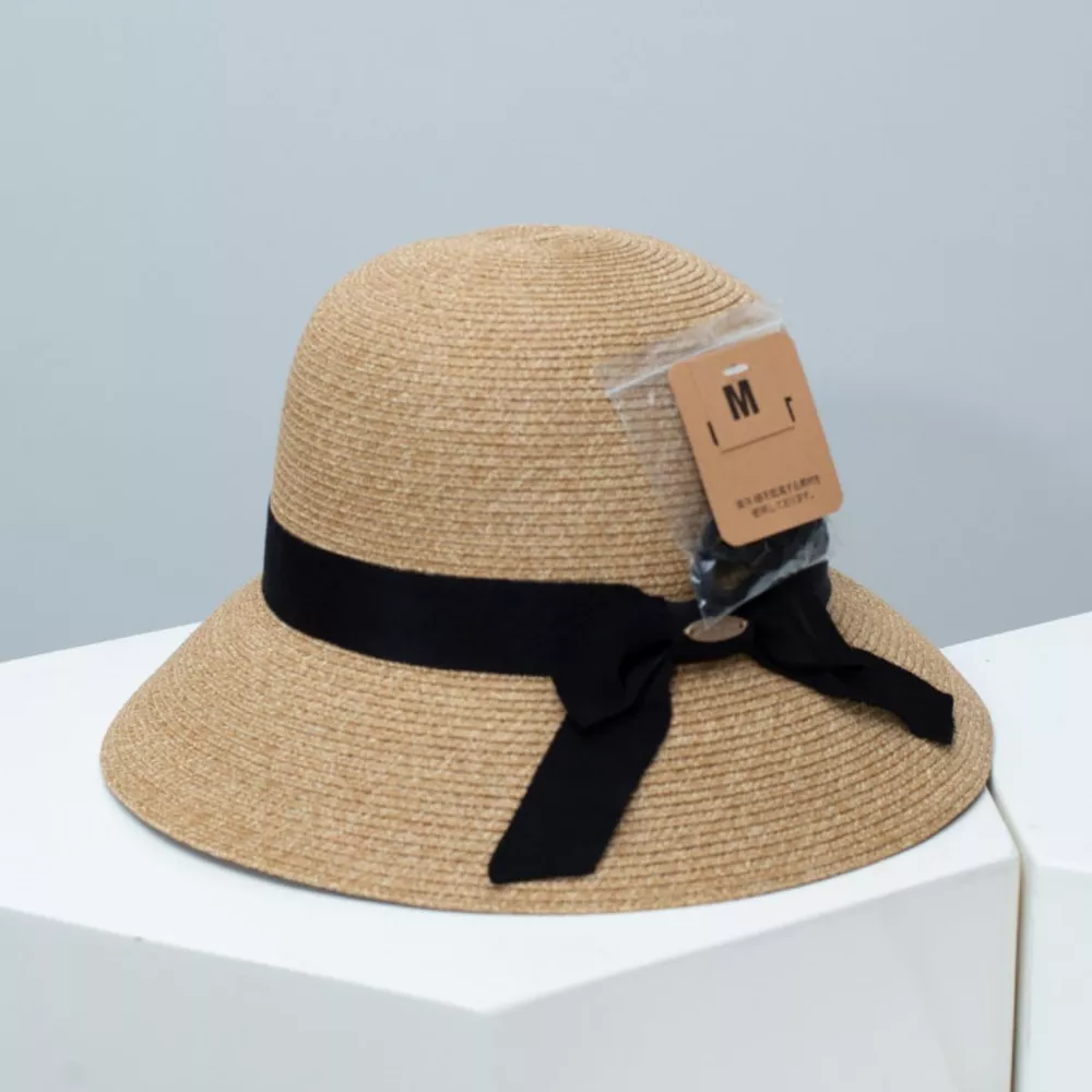 Straw Sun Hat with Ribbon Accent, image 5