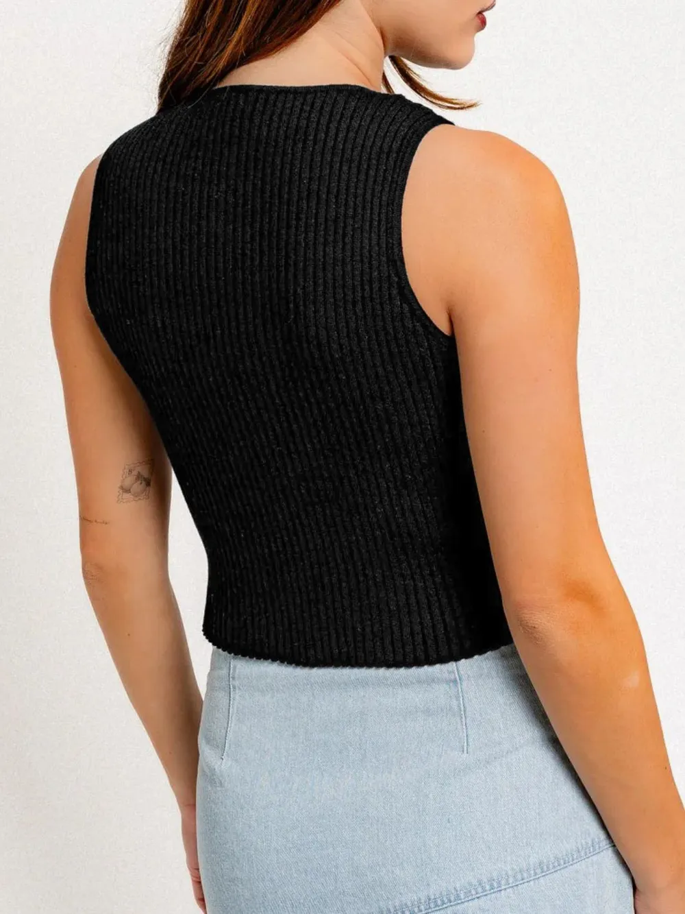 Bow Round Neck Cropped Tank, image 6