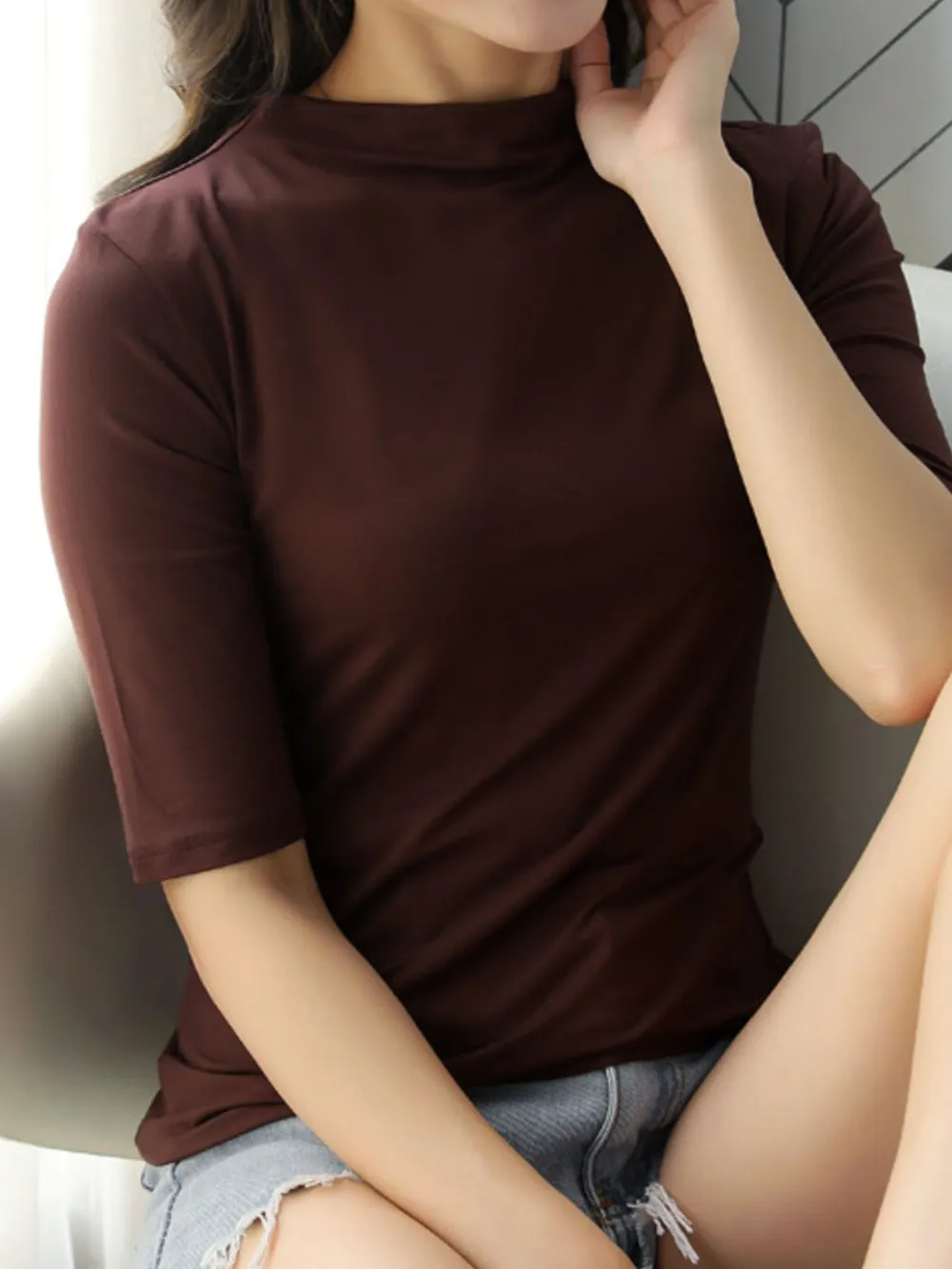 Solid Color Short Sleeve T-Shirt, image 24