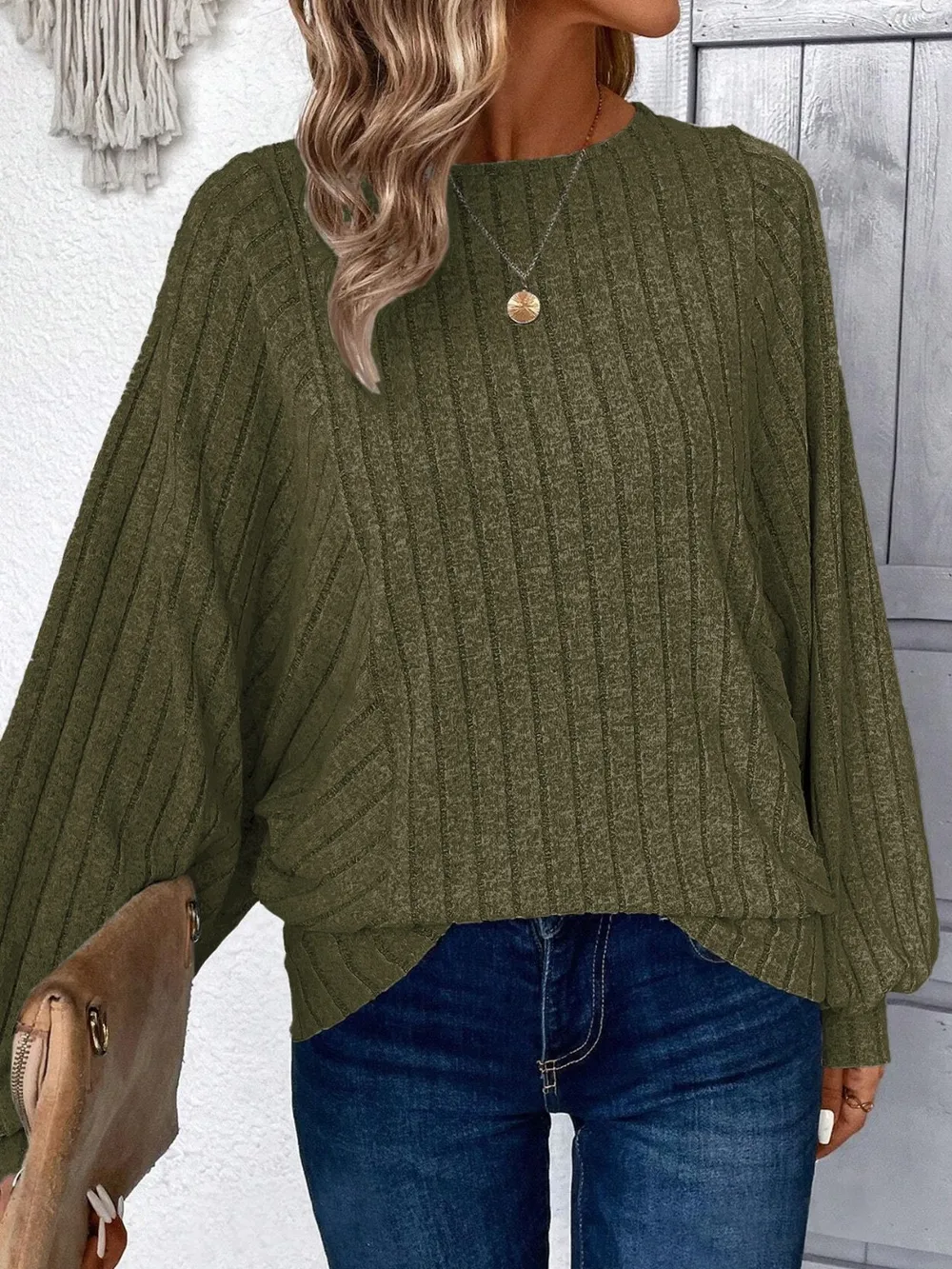 Plus Size Round Neck Batwing Sleeve T-Shirt, image 9