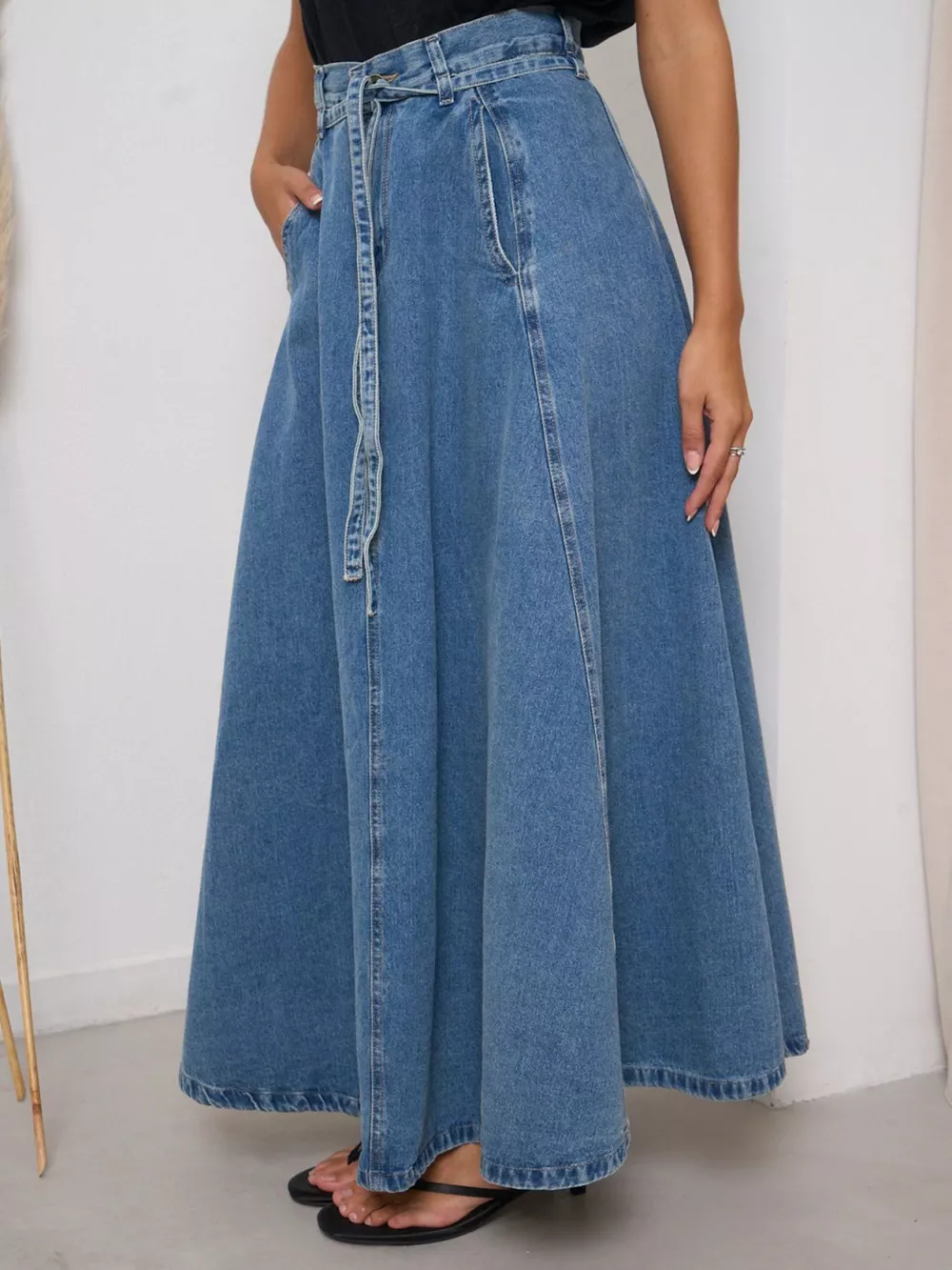 High-Waisted Denim Skirt, image 8