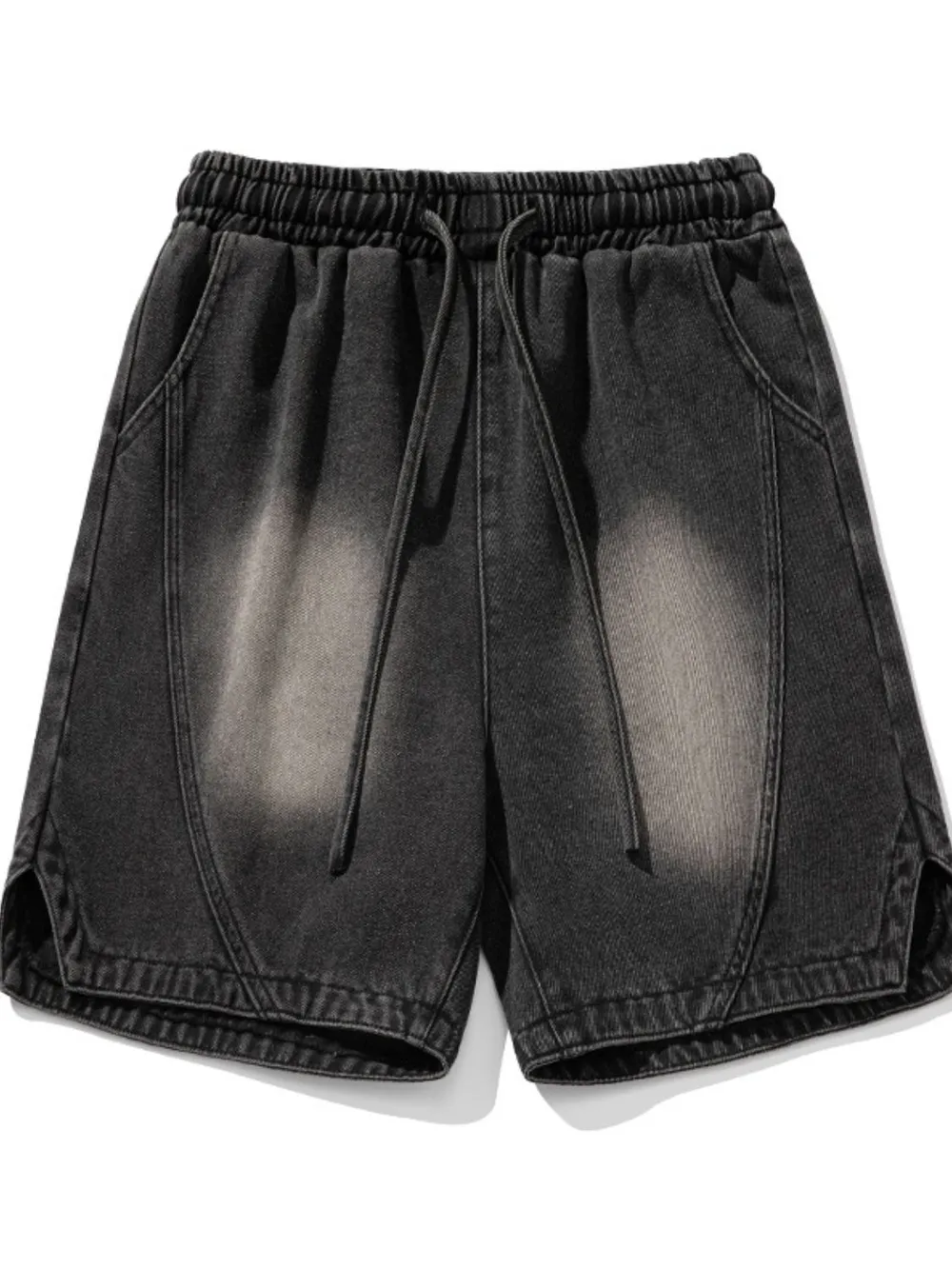 Men's Plus Size Drawstring Denim Shorts, image 8