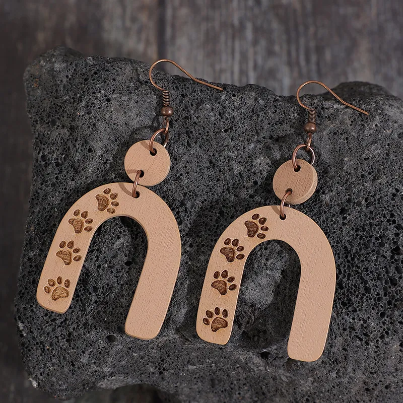 Geometric Shape Wooden Earrings, image 3