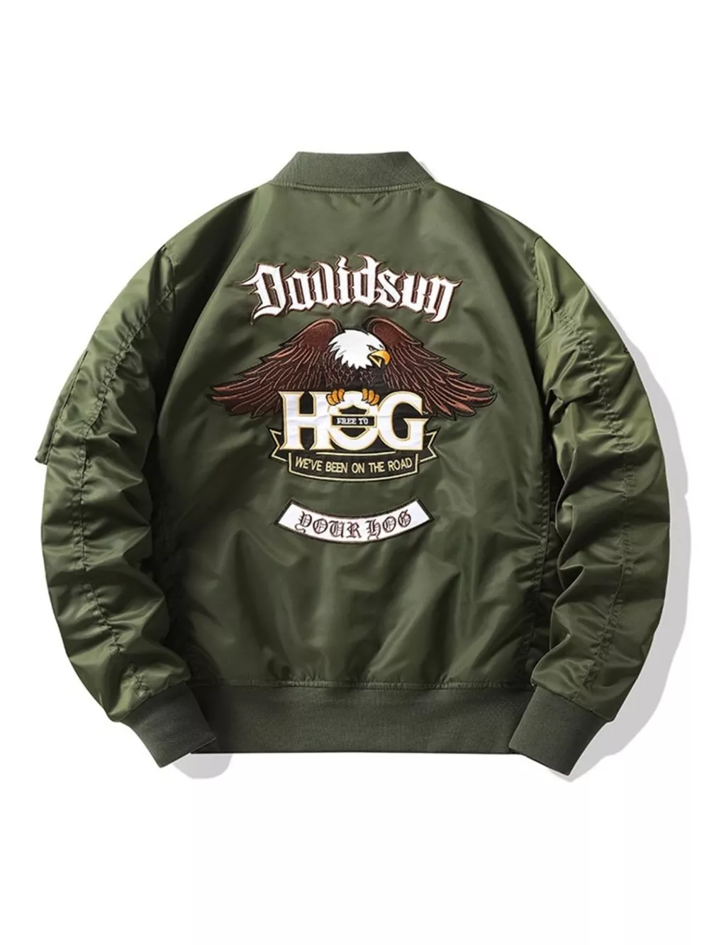 Men's Plus Size Embroidered Zip Up Bomber Jacket, image 2