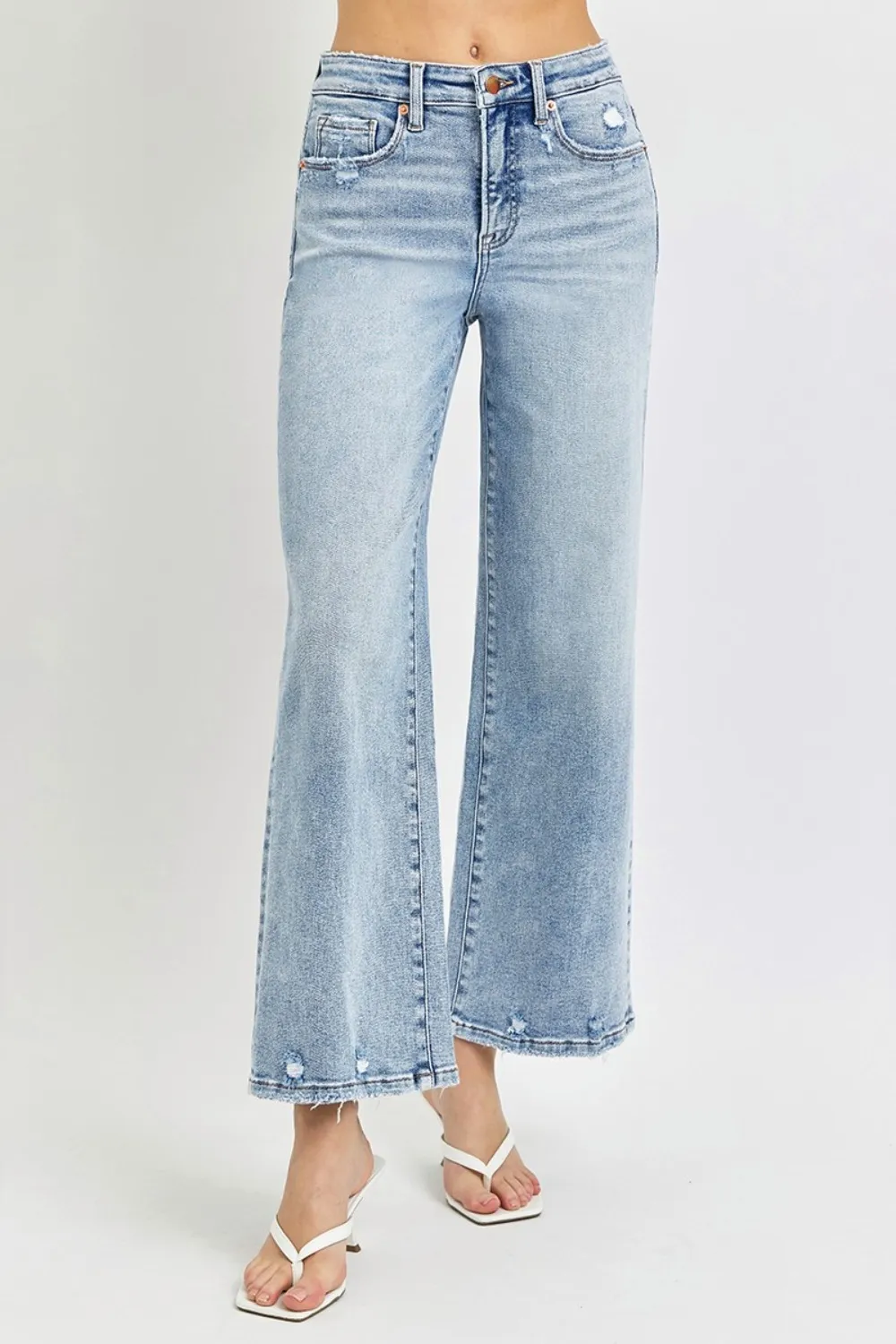 Full Size Tummy Control High Rise Crop Wide Leg Jeans, image 5
