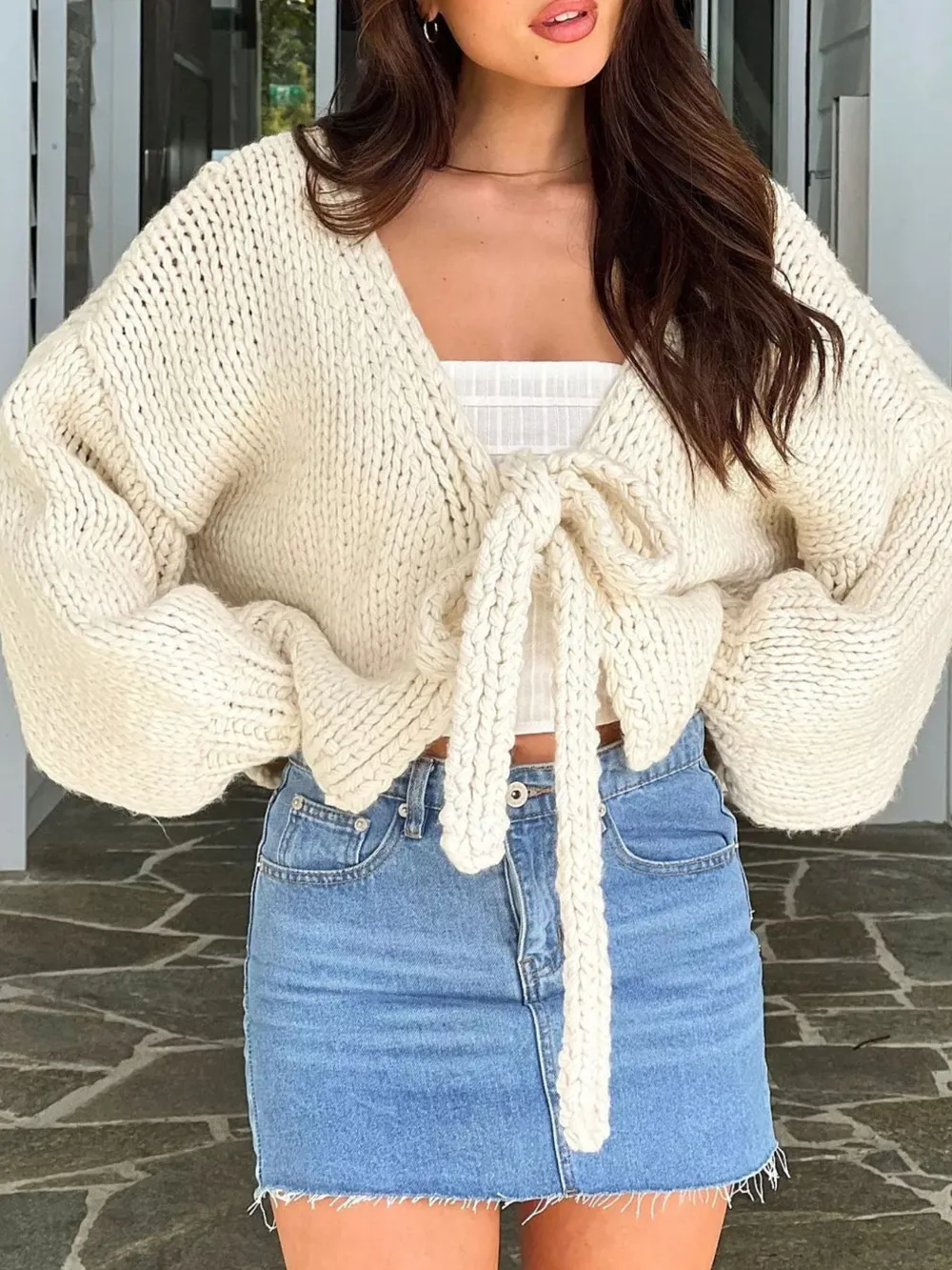 Tied Drop Shoulder Cardigan, image 10